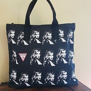 guess canvas tote bag